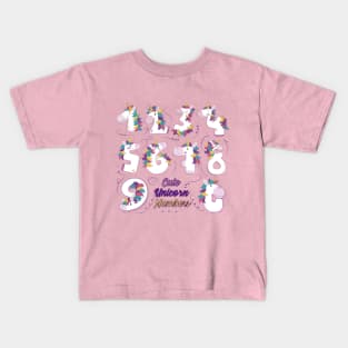 Cute Unicorn numbers Kids T-Shirt